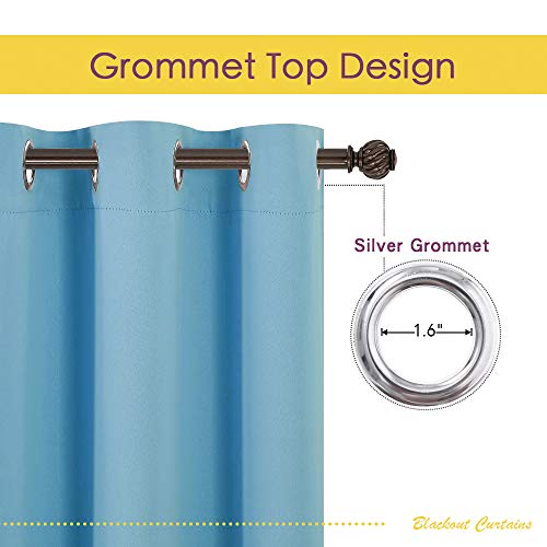 Blackout Draperies Curtains for Kids Room (Teal Blue / 70"W x 84"L (Pack of 2))