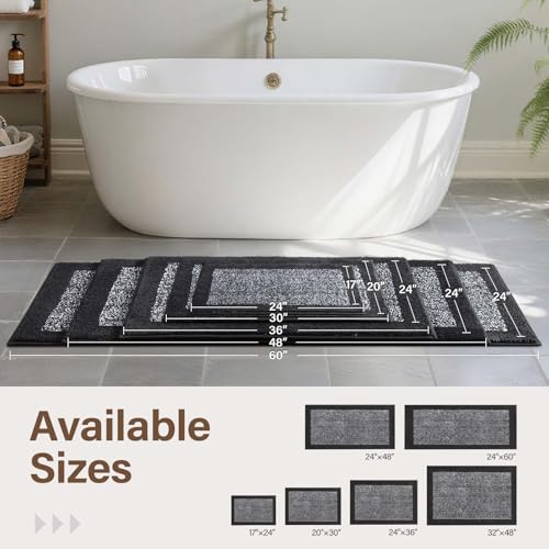 70x24 Bathroom Rugs Non Slip Washable (Dark Grey / 2' x 5'10" (Rectangular))