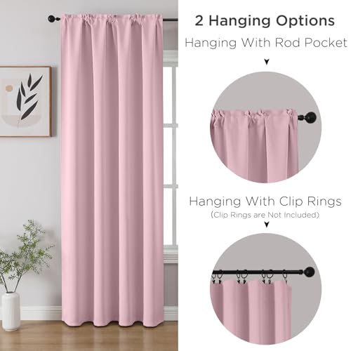 Light Pink Blackout Curtains 45 inch Length 2 Panels Set (Light Pink / 52"W x 45"L (Pack of 2))