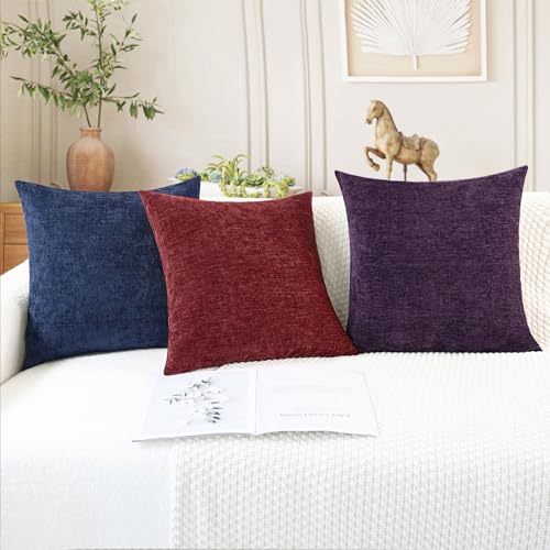 Decorative Couch Throw Pillow Covers 16 X 16 Inches Plum Purple (16" x 16" (Pack of 2) / Plum Purple)