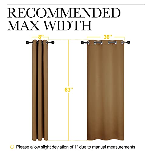 Sleek Blackout Curtains 63 inches Length for Small Windows (Gold Brown / 42"W x 63"L (Pack of 2))