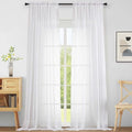 Extra Wide White Sheer Curtains for Windows 108 inches Long (White / 59"W x 108"L (Pack of 2))