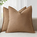 Linen Solid Decorative Throw Pillow Covers 22x22 Light Brown (22" x 22" (Pack of 2) / Brick)