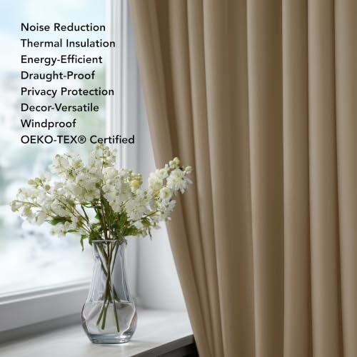 Blackout Curtains for Bedroom (Khaki / 42"W x 45"L (Pack of 2))