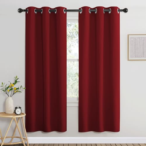 Burgundy Red Bedroom Curtains 72 inches Long (Burgundy Red / 37"W x 72"L (Pack of 2))