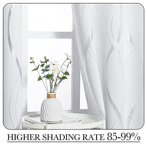 Greyish White Room Darkening Print Curtain Panels (1 - Greyish White / 52"W x 63"L (Pack of 2))