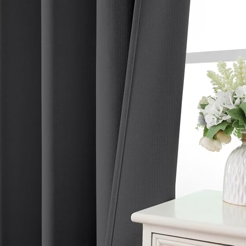 Blackout Curtains 108 Inches Long 2 Panels Set (Grey / 37"W x 108"L (Pack of 2))