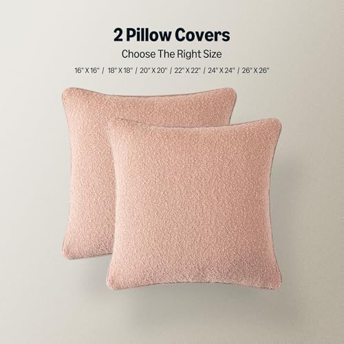 Boucle Throw Pillow Covers for Couch (Pink / 24" x 24" (Pack of 2))