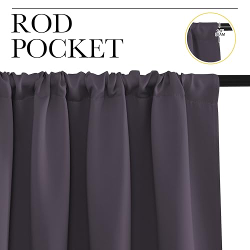 Window Curtains for Bedroom (Greyish Purple / 42"W x 48"L (Pack of 2))