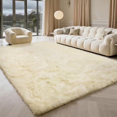 6x9 Fluffy Area Rug for Living Room (Ivory / 6' x 9' (Rectangular))