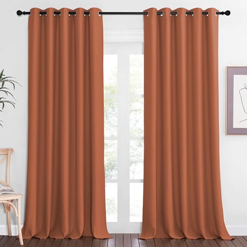Blackout Curtains 84 Inch Length (Burnt Orange / 66"W x 102"L (Pack of 1))