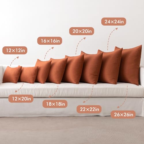Decorative Outdoor Pillow Covers Fall 12x12 Rust (12" x 12" (Pack of 2) / Rust)