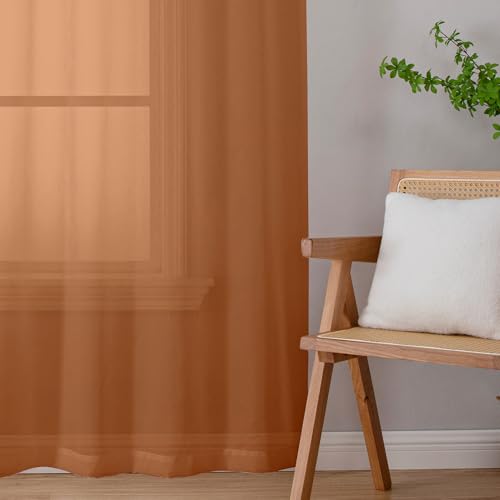 Orange Sheer Curtains 96 inches Long 2 Panels (Orange / 42"W x 96"L (Pack of 2))