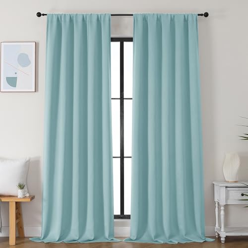 Aqua Blackout Curtains for Bedroom 96 Inches Long 2 Panels (Aqua / 50"W x 96"L (Pack of 2))