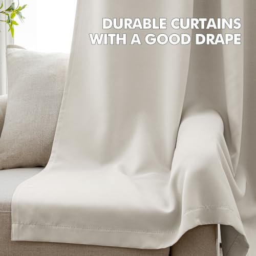 Ivory Blackout Bedroom Curtains Drapes 96 Inch Long 52"x96" (Ivory / 52"W x 96"L (Pack of 2))