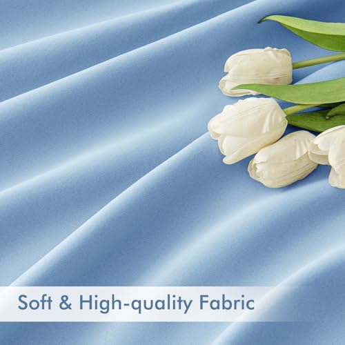 Sky Blue Back Tab Blackout Curtains 52x96 Inch Long 2 Panels Set (Sky Blue / 52"W x 96"L (Pack of 2))