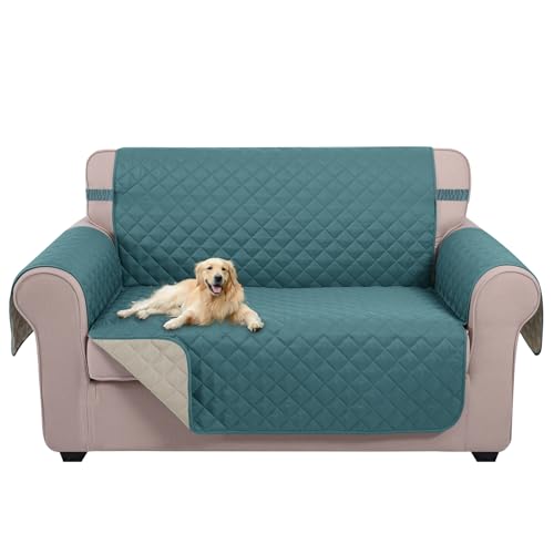 Loveseat Sofa Cover for 2 Cushion Couch (Blue/Beige / 45''loveseat-small)