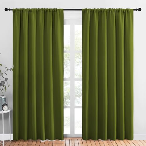 Living Room Curtains (Olive / 70"W x 84"L (Pack of 2))