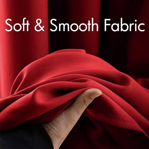 Red Blackout Bedroom Curtains 63 Inch Long Light Blocking (Red / 42"W x 63"L (Pack of 2))