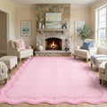 Scalloped Area Rugs 8x10 Large Pink Washable Living Room Rug (Pink / 8' x 10' (Rectangular))