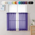 Sheer Curtains 36 inch Length 2 Panels (Purple / 42"W x 36"L (Pack of 2))