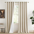 100% Absolutely Blackout Linen Curtains with Thermal Insulated White Liner (62"W x 108"L (Pack of 2) / Beige)