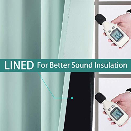Aqua 100% Blackout Curtains 96 Inches Long for Bedroom 52" Wide (52"W x 96"L (Pack of 2) / Aqua)