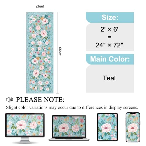 2x6 Runner Rug for Hallway (Teal / 2' x 6' (Rectangular))