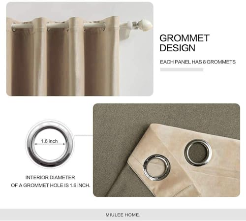 Velvet Curtains Camel Beige 52 x 84 Inch Length Set of 2 (Camel Beige / 52"W x 84"L (Pack of 2))