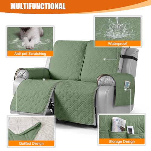 Waterproof Recliner Loveseat Covers Washable (Bean Green / 2 Seater)
