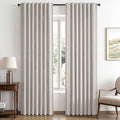100% Blackout Linen Curtains for Bedroom 42 x 72 Inch Ivory 2 Panels (Ivory / 42"W x 72"L (Pack of 2))