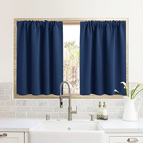 RV Curtains for Camper Windows (Navy Blue / 34"W x 24"L (Pack of 2))