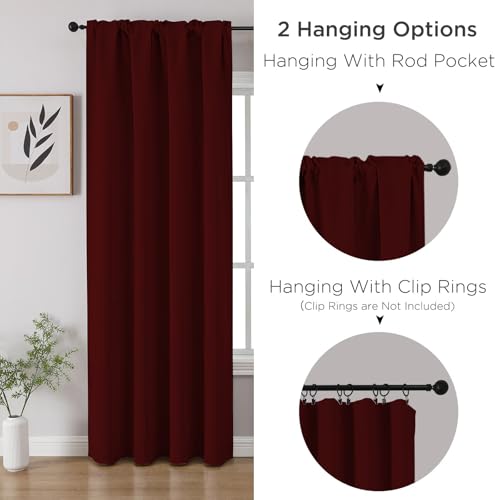 Burgundy Red Blackout Curtains 63 inch Length 2 Panels Set (Burgundy Red / 52"W x 63"L (Pack of 2))