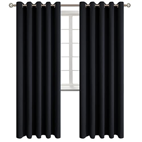 Black Blackout Curtains for Living Room 84 Inch Long (Black / 70"W x 84"L (Pack of 2))