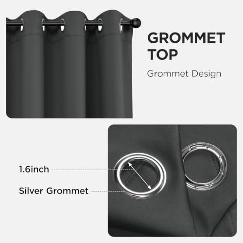 Blackout Curtains 72 Inch Length 2 Panels Set (Grey / 52"W x 72"L (Pack of 2))