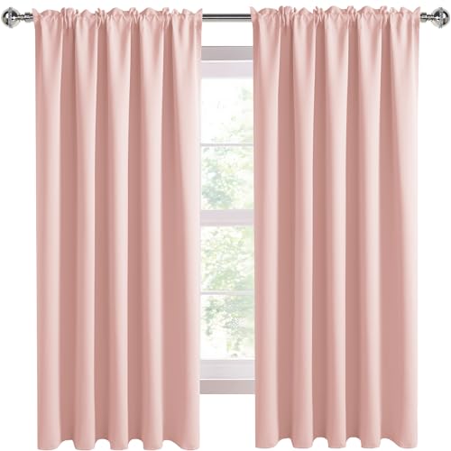 Wide Blackout Curtains for Bedroom 70 x 63 Inch Long Blush Pink (Blush Pink / 70"W x 63"L (Pack of 2))