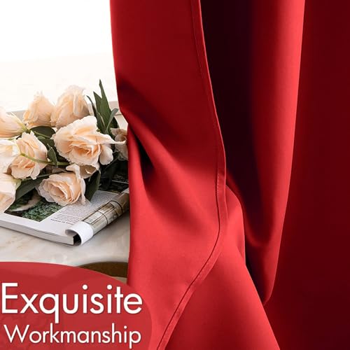 Red Blackout Bedroom Curtains 63 Inch Long Light Blocking (Red / 42"W x 63"L (Pack of 2))
