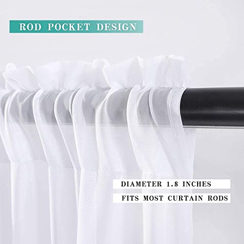 2 Panels Kitchen Tiers Half Window Sheer Curtains 29 X 45 Inch White (White / 29"W x 45"L (Pack of 2))