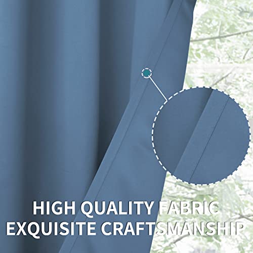Denim Blue Blackout Curtains for Living Room 84 Inch Long (Faded Denim / 38"W x 84"L (Pack of 2))