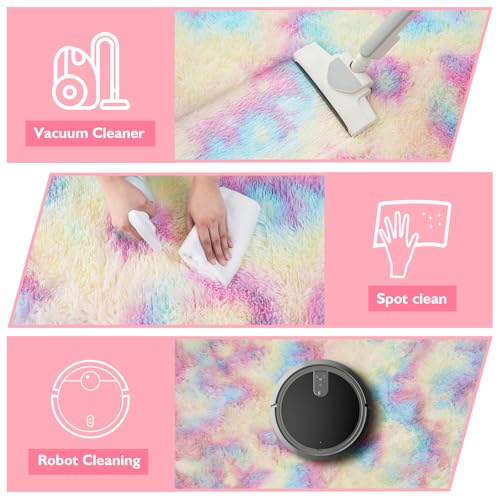 5x8 Shag Area Rug for Bedroom (Rainbow / 5' x 8' (Rectangular))