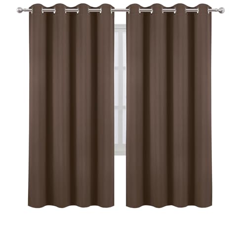 Blackout Curtains 66 x 72 Inch Long Chocolate Curtains Set of 2 Panels Room Darkening Curtains for Bedroom and Living Room (Chocolate Brown / 66"W x 72"L (Pack of 2))