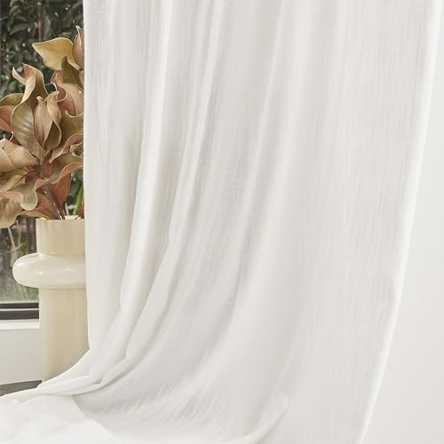 Short Curtains for Bedroom Small Windows (50"W x 54"L (Pack of 2) / Beige White)