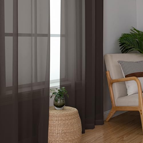 Chocolate Brown Sheer Curtains 72 Inch Length 2 Panels (Chocolate Brown / 42"W x 72"L (Pack of 2))