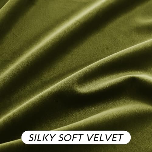 Velvet Curtains 102 inches Long (Moss Green / 52"W x 102"L (Pack of 2))