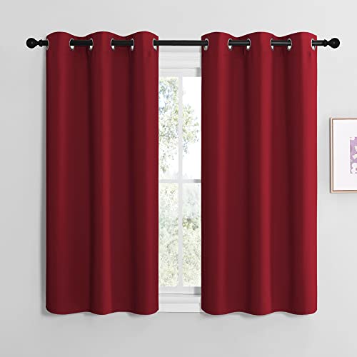 Christmas Short Blackout Curtains for Small Kitchen Window (Burgundy Red / 42"W x 50"L (Pack of 2))