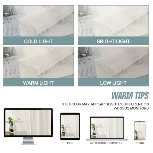Extra Wide Ivory Sheer Curtains 90 Inches Long 2 Panels (59"W x 90"L (Pack of 2) / Ivory)