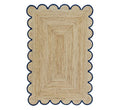 Scalloped Natural Jute Area Rug (2'x8' (Runner) / Navy)