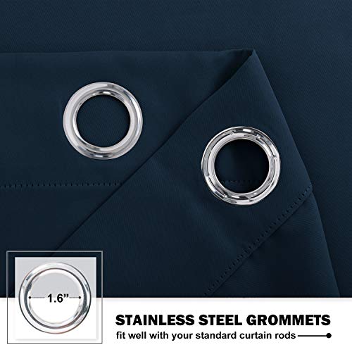 Blackout Kitchen Curtains and Draperies Navy for Kitchen Bathroom (Navy / 42"W x 36"L (Pack of 2))