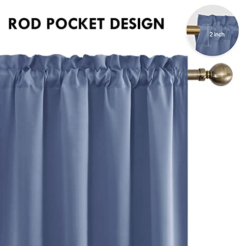 Blackout Curtains for Bedroom 52 x 54 Inch Long Dusty Blue 2 Panels (Dusty Blue / 52"W x 54"L (Pack of 2))