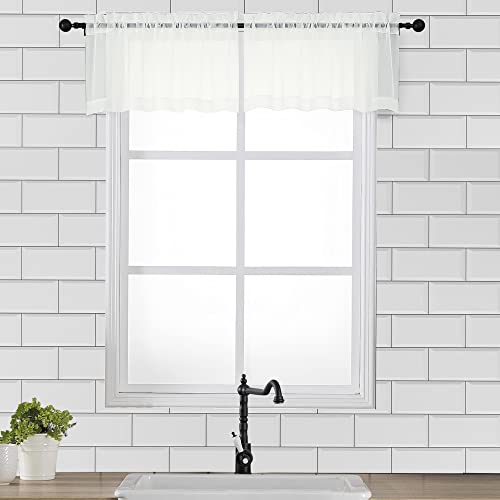 Ivory Window Valances Sheer Curtains (Ivory / 42"W x 14"L (Pack of 2))